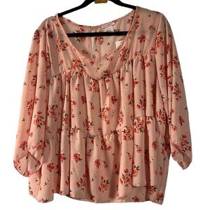 Pink Peony Boho Style Floral Print Top